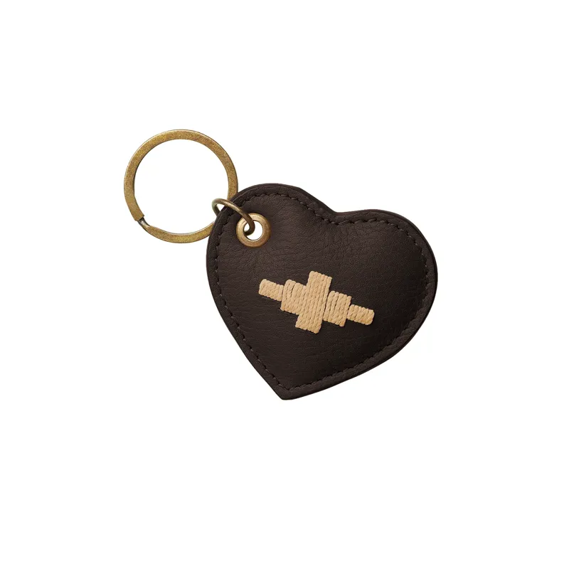 Pampeano Belts Vida Heart Keyring Brown Leather in Cream