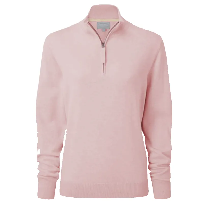 Schoffel Polperro Pima Cotton Quarter Zip Jumper Pink Marl