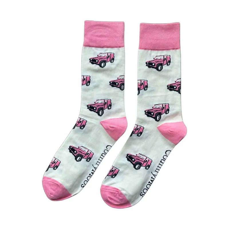 Country Moos Pink Land Rover Crew Socks UK3.5 - 6