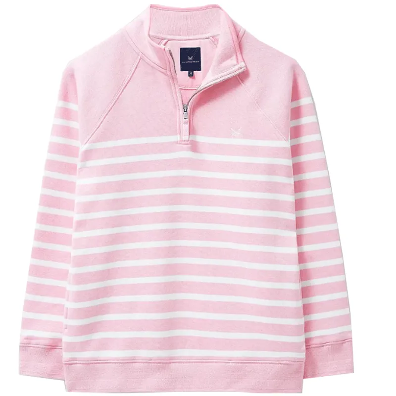 Crew Half Zip Sweatshirt Candy Pink White