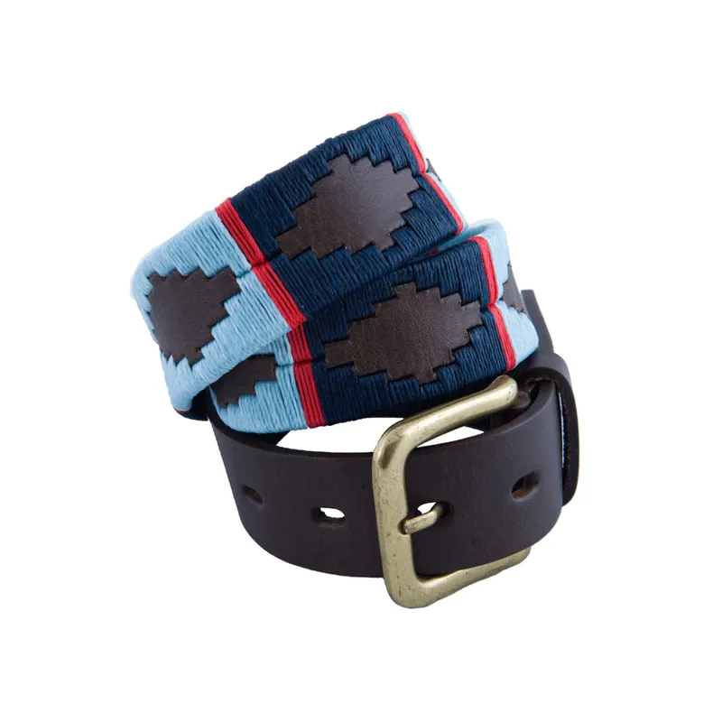Pioneros Polo Belt Navy/Pale Blue/Red Stripe