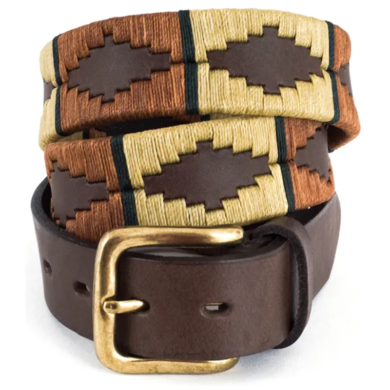 Pioneros Polo Belt Copper/Beige/Green Stripe-1