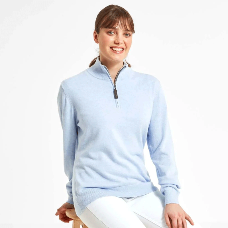Schoffel Country Polperro Pima 1/4 Zip Jumper in Pale Blue-1
