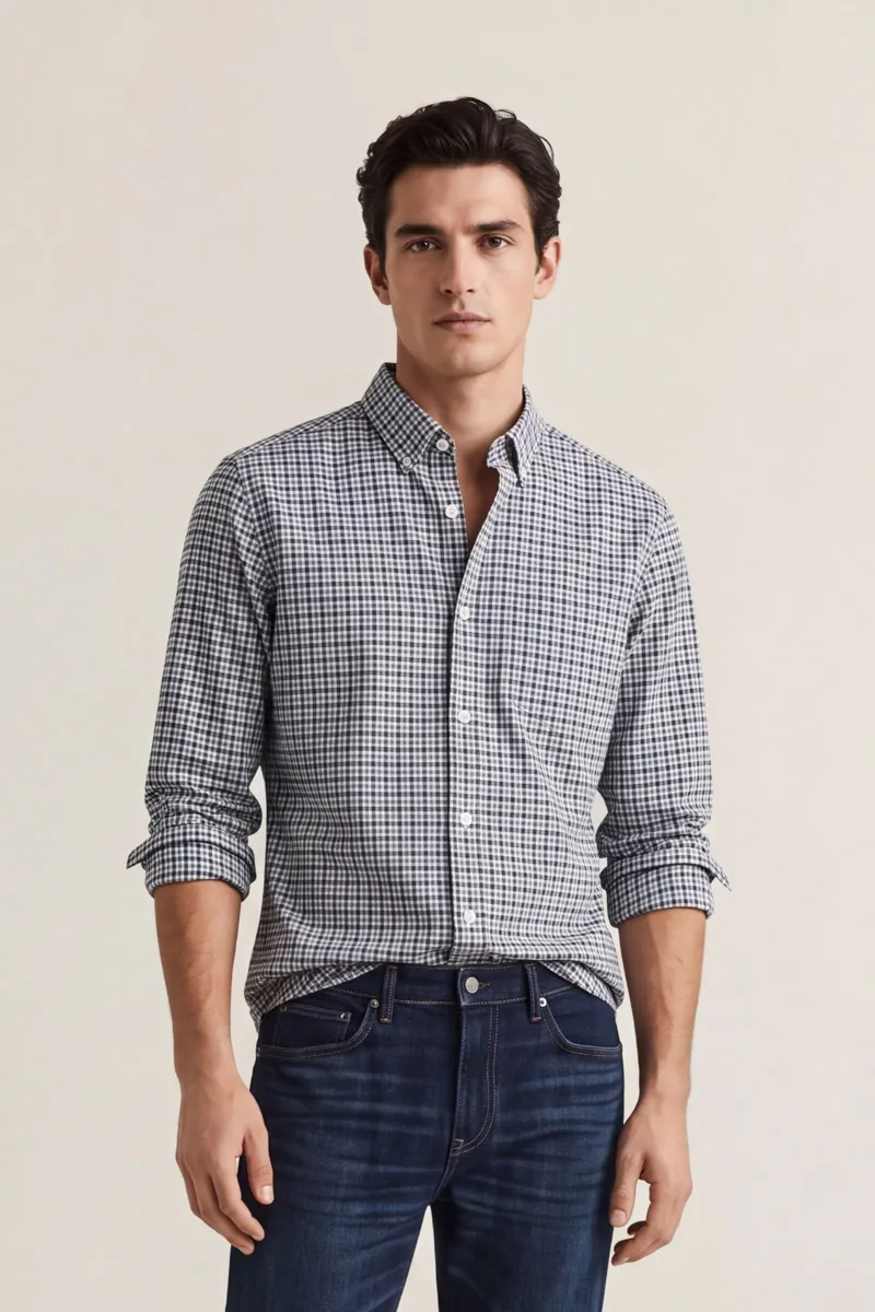 Gant Slim Stretch Oxford Check Shirt in Persian Blue-1