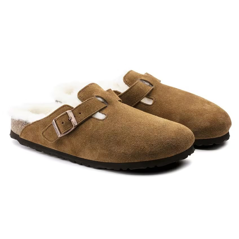 Birkenstock Ladies Boston Shearling Suede Leather/Fur Mink-5