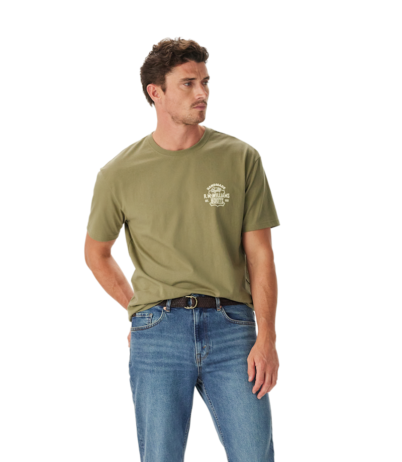 R M Williams Boots T-Shirt in Sage-1