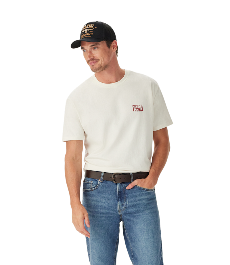 R M Williams Branded T-Shirt in White-2