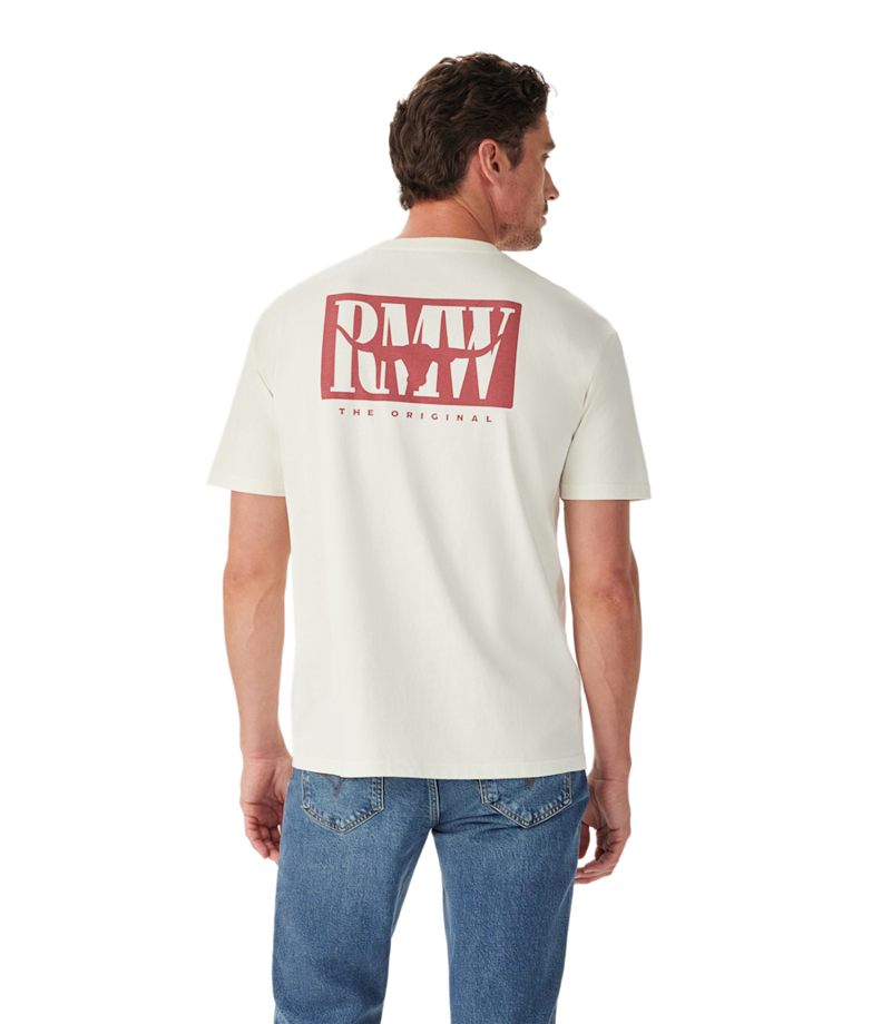 R M Williams Branded T-Shirt in White-4