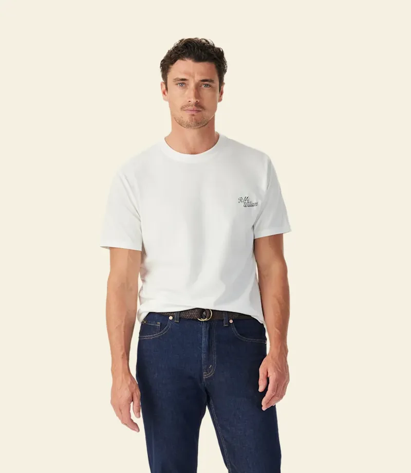 R M Williams Byron T-Shirt in White-2