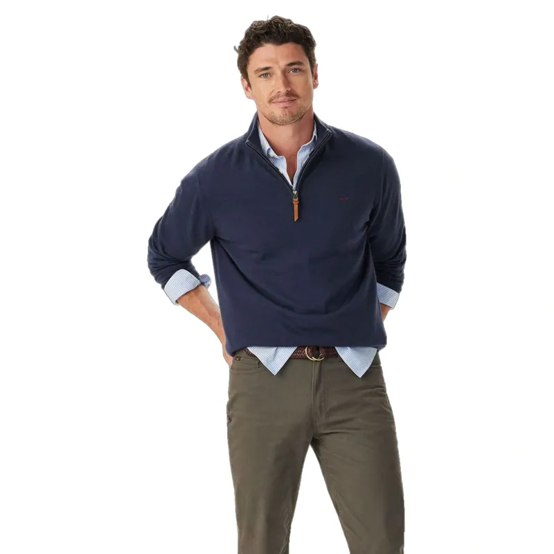 R.M. Williams Ernest Merino 1/4 Zip Knit in Navy-1
