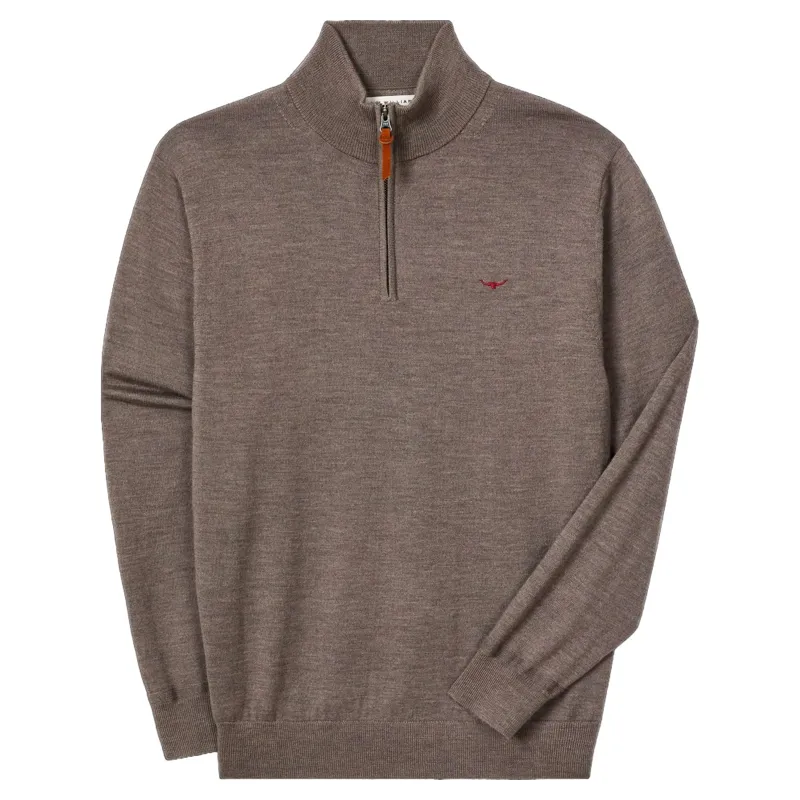R.M. Williams Ernest Merino 1/4 Zip Knit in Nutmeg
