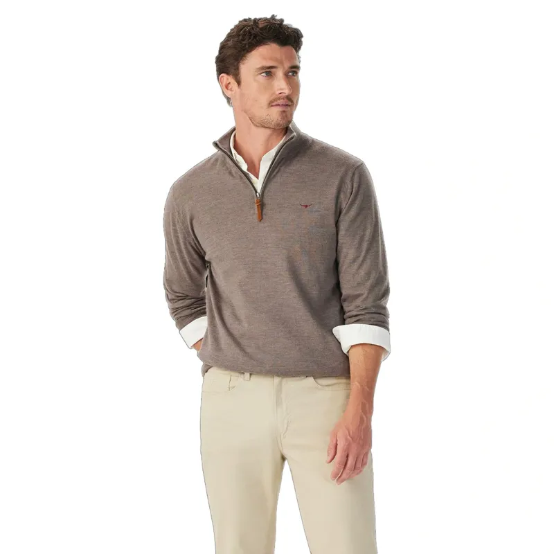 R.M. Williams Ernest Merino 1/4 Zip Knit in Nutmeg-1