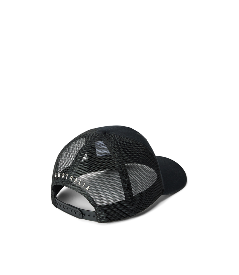 R M Williams Genuine Longhorn Trucker Cap Worker in Black-2