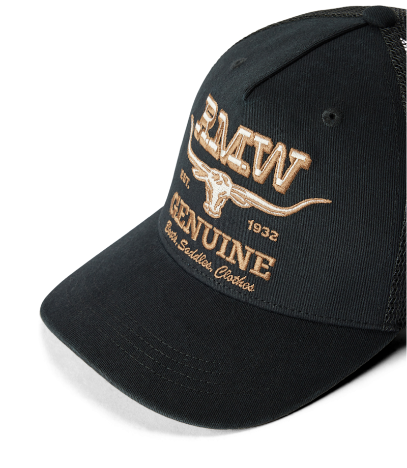 R M Williams Genuine Longhorn Trucker Cap Worker in Black-3