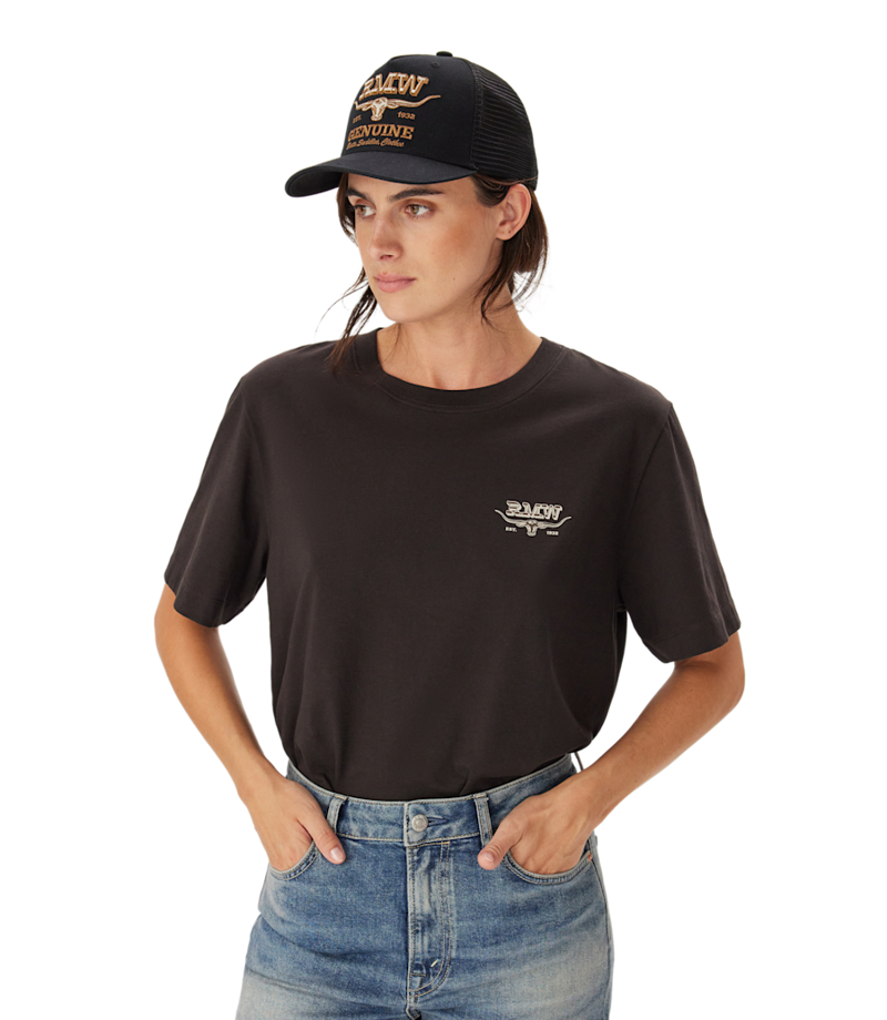 R M Williams Genuine Longhorn Trucker Cap Worker in Black-5