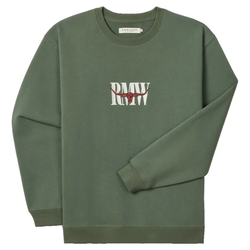 R M Williams Heritage Crew Sweatshirt in Spruce Green