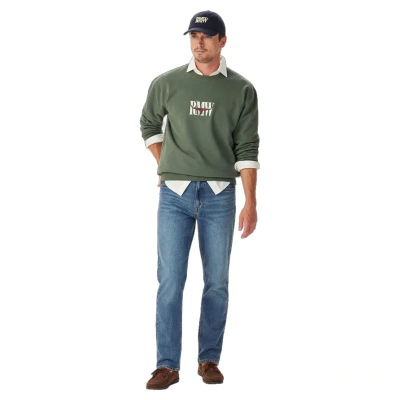 R M Williams Heritage Crew Sweatshirt in Spruce Green-2