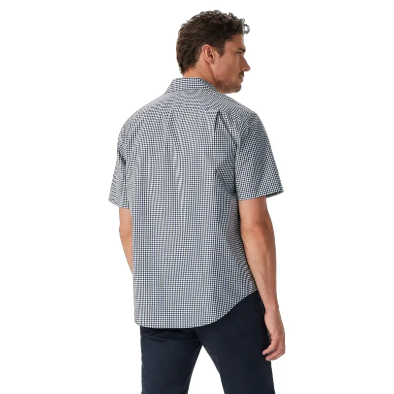 RM Williams Mogo Classic Poplin Check Short Sleeve Shirt Navy Charcoal-3