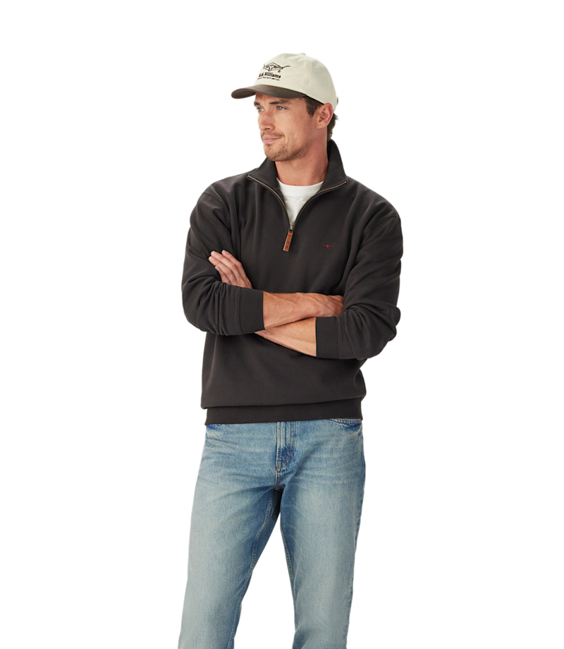 R M Williams Mulyungarie 1/4 Zip Sweatshirt in Charcoal-1