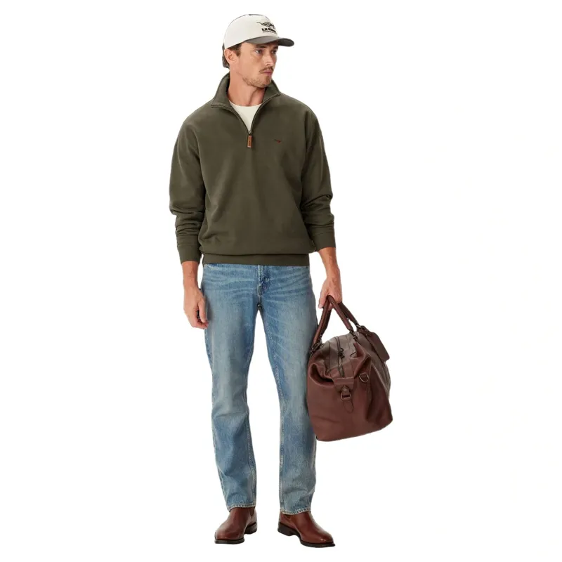 R M Williams Mulyungarie 1/4 Zip Sweatshirt in Fatigue-2