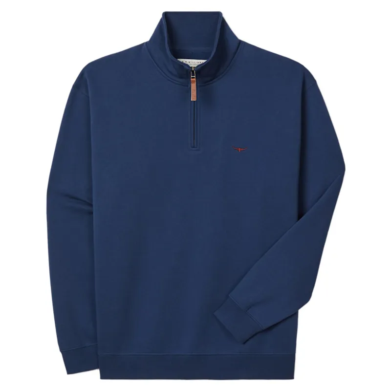 R M Williams Mulyungarie 1/4 Zip Sweatshirt in Vintage Blue