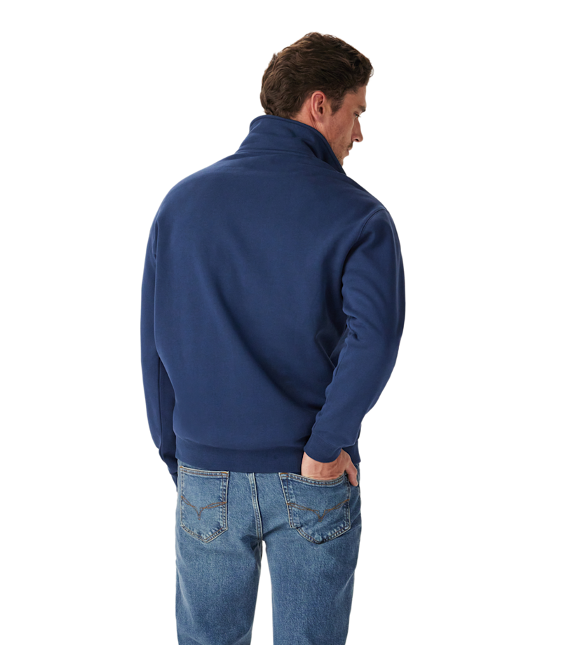 R M Williams Mulyungarie 1/4 Zip Sweatshirt in Vintage Blue-3