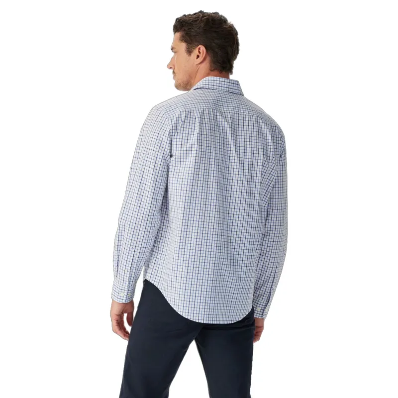 R M Williams Newland Poplin Check Shirt in Navy-3
