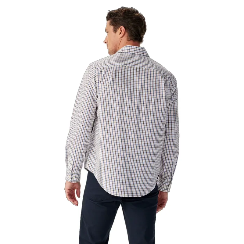 R M Williams Newland Poplin Check Shirt in Burgundy-3