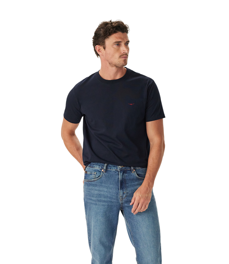 R M Williams Parson T-Shirt in Navy-1