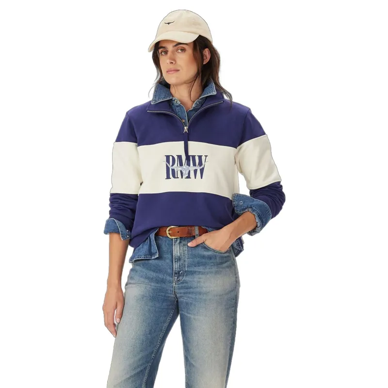 R M Williams Trickett Panel Sweatshirt in French Navy-1