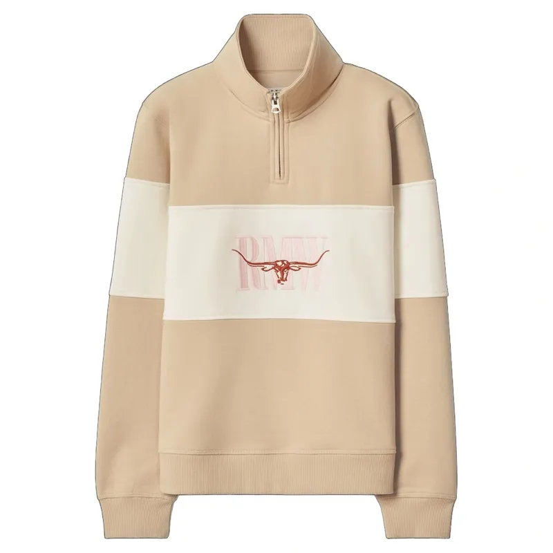 R M Williams Trickett Panel Sweatshirt in Sand