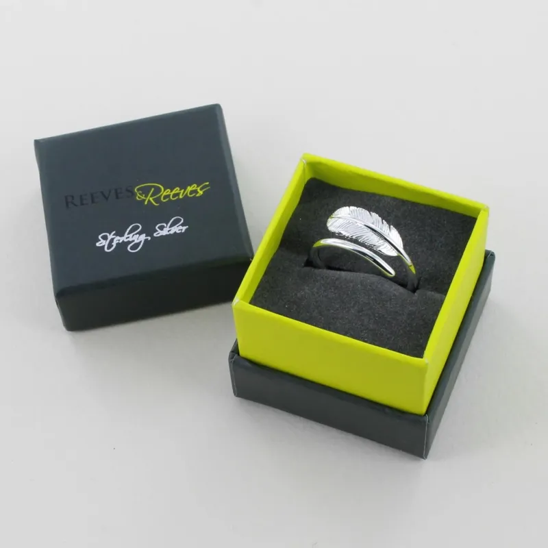 Reeves and Reeves Adjustable Feather Ring in Silver-1