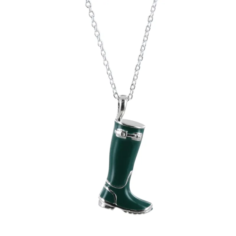 Reeves and Reeves Sterling Silver Enamel Welly Necklace Silver