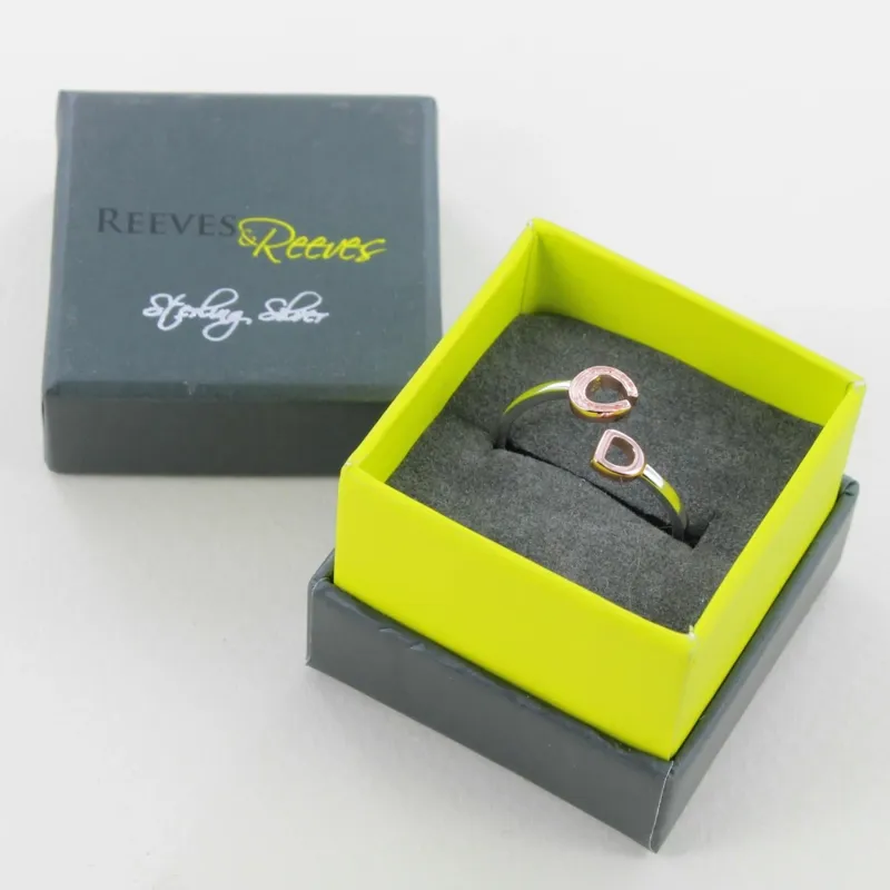 Reeves and Reeves Sterling Silver and Rose Gold Stirrup Horseshoe Ring-1
