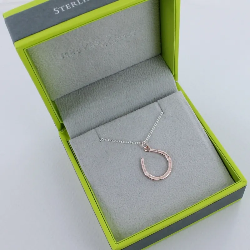 Reeves and Reeves Sterling Silver Horseshoe Necklace in Rose Gold