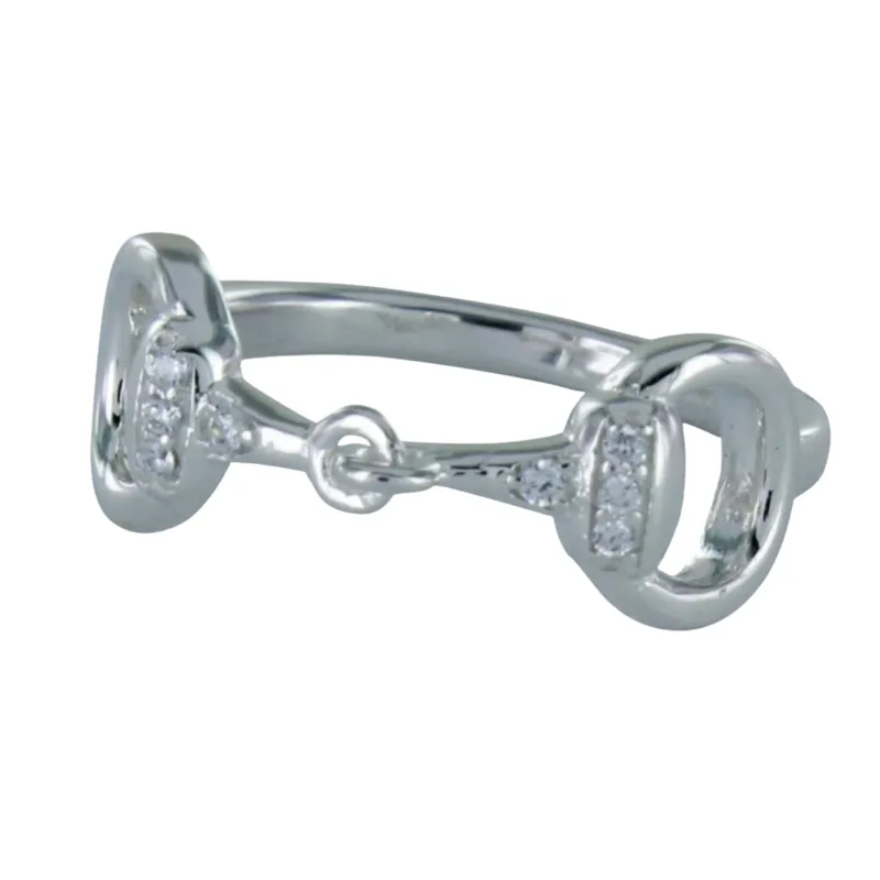Reeves and Reeves Sterling Silver Pave Snaffle Ring