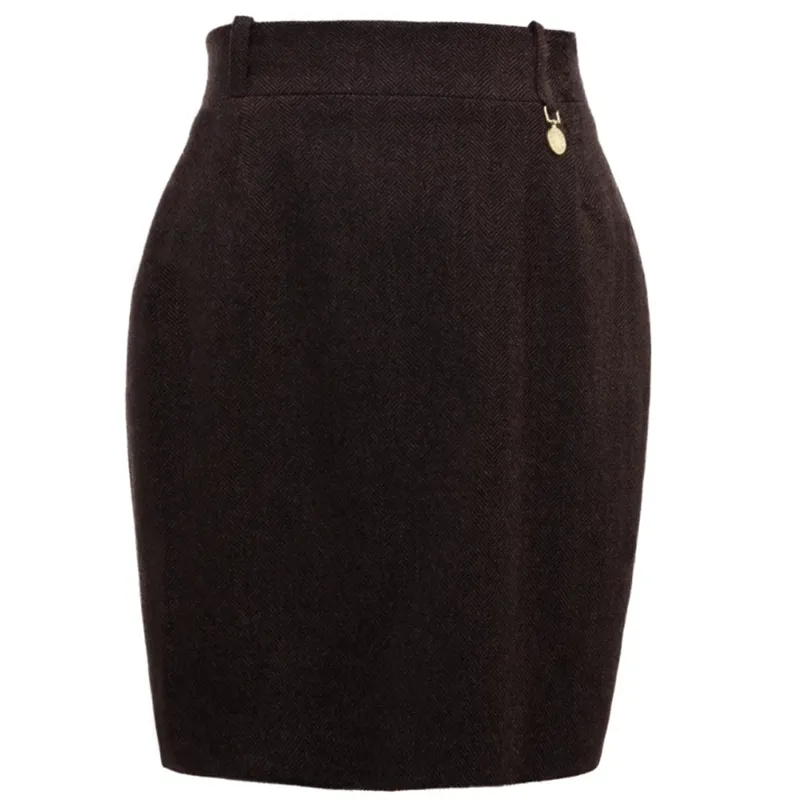 Holland Cooper Regency Skirt Chocolate Herringbone