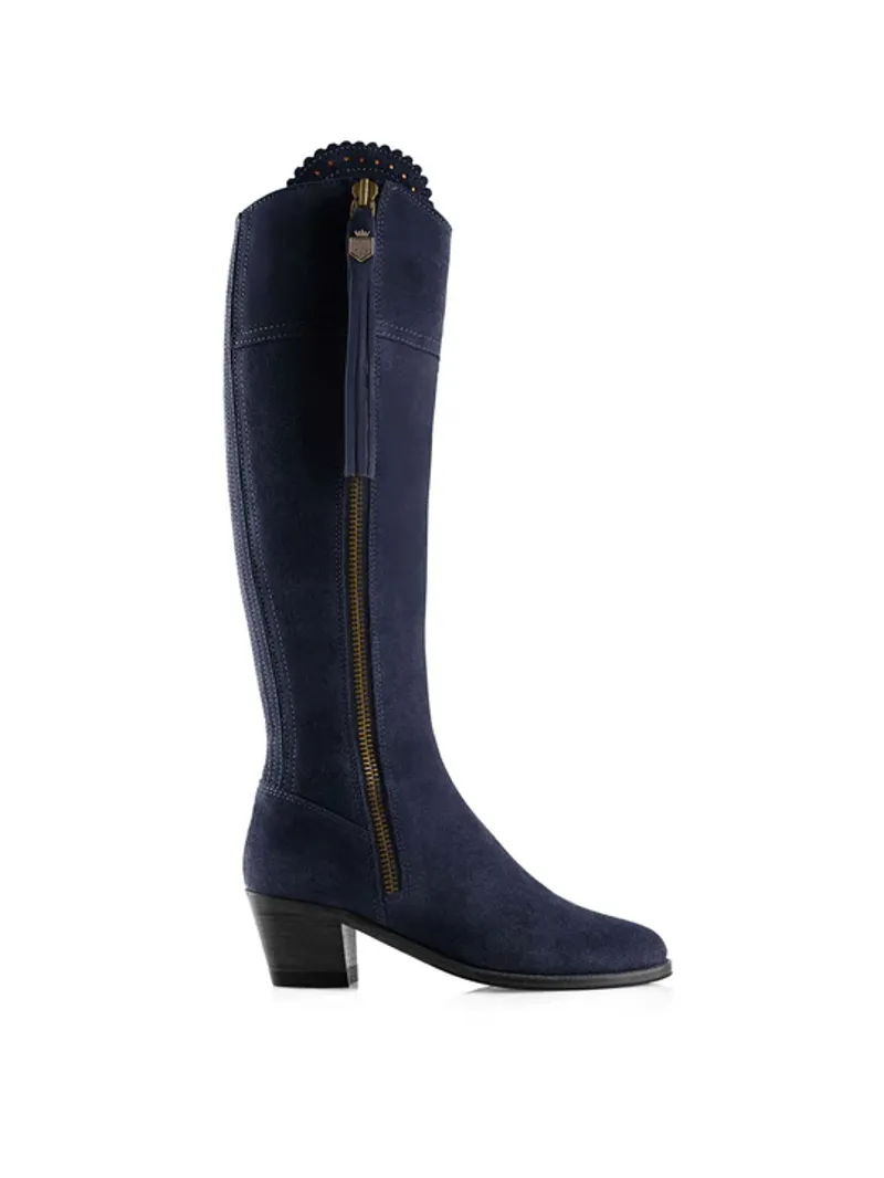 Fairfax and Favor Regina Heeled Boots Sporting Fit Navy Suede-1