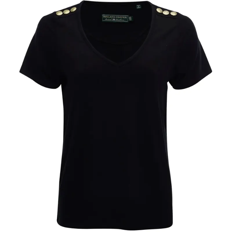 Holland Cooper Relax Fit V-Neck Tee Black