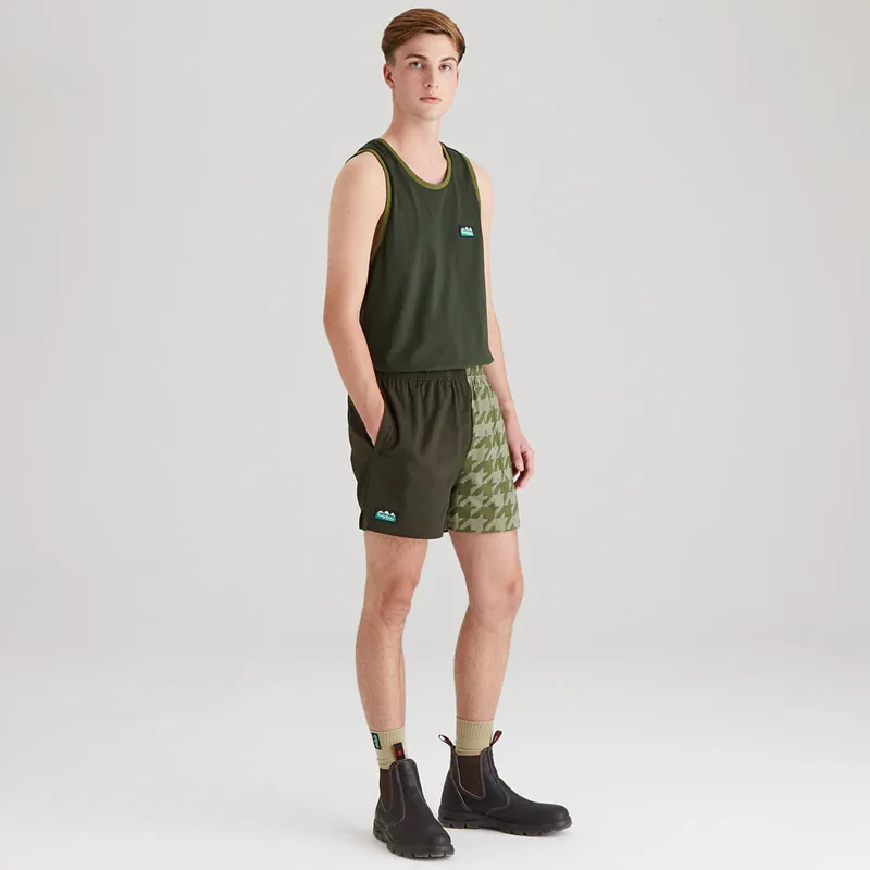 Ridgeline Backslider Men's Shorts in Deep Forest Print-3