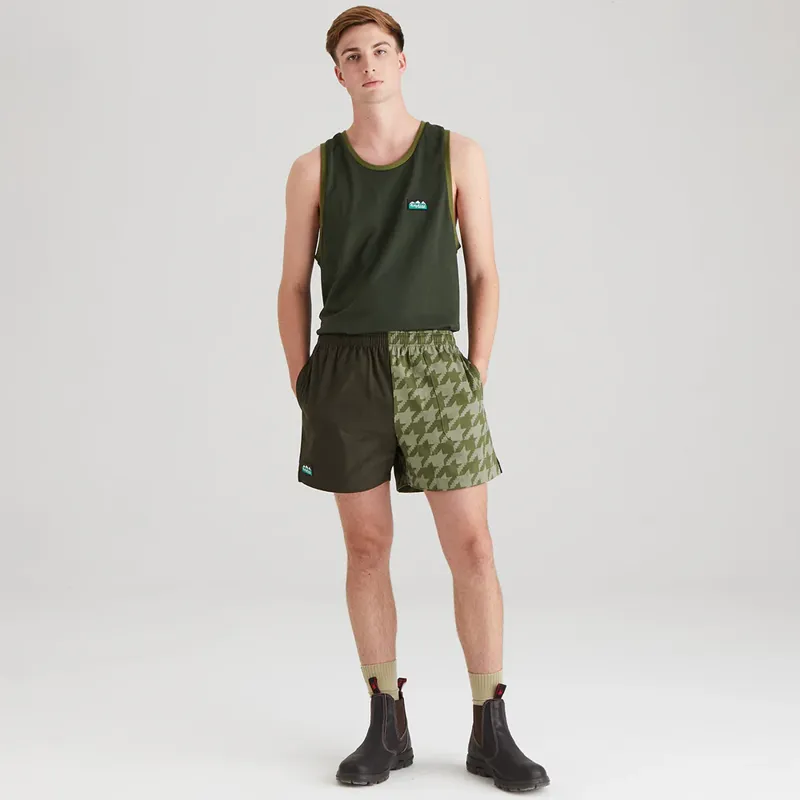 Ridgeline Backslider Men's Shorts in Deep Forest Print-6