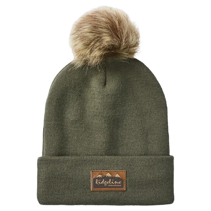 Ridgeline Heritage Fine Knit Bobble Hat in Moss