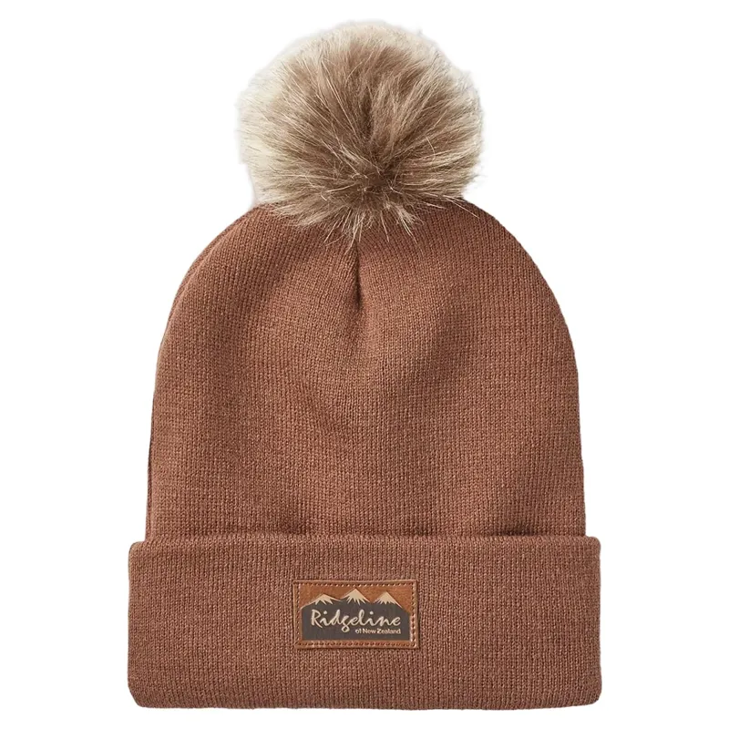 Ridgeline Heritage Fine Knit Bobble Hat in Nutmeg