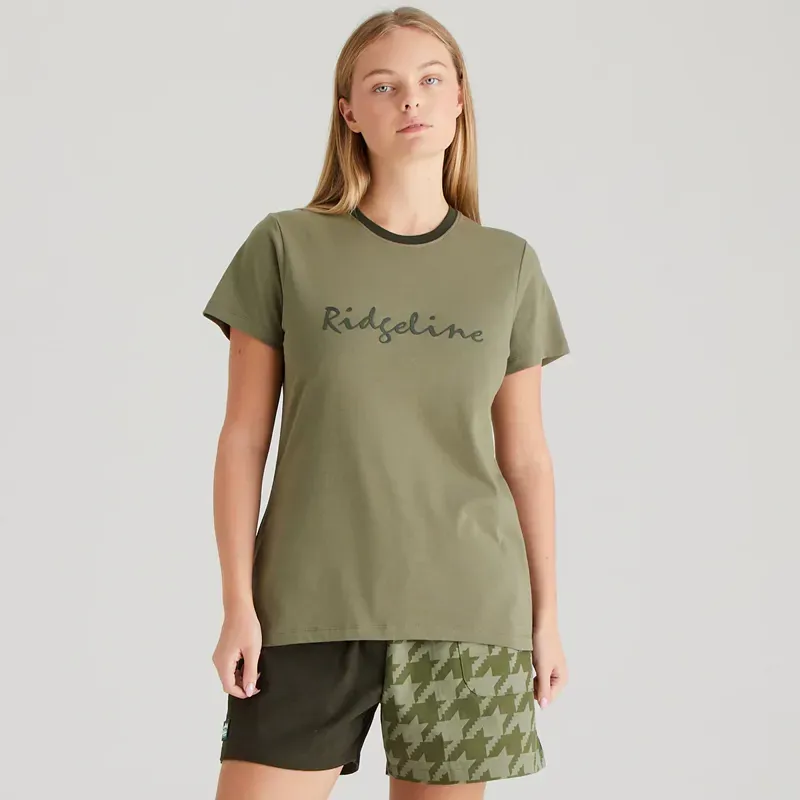 Ridgeline Signature Women's T-Shirt in Khaki Green-2