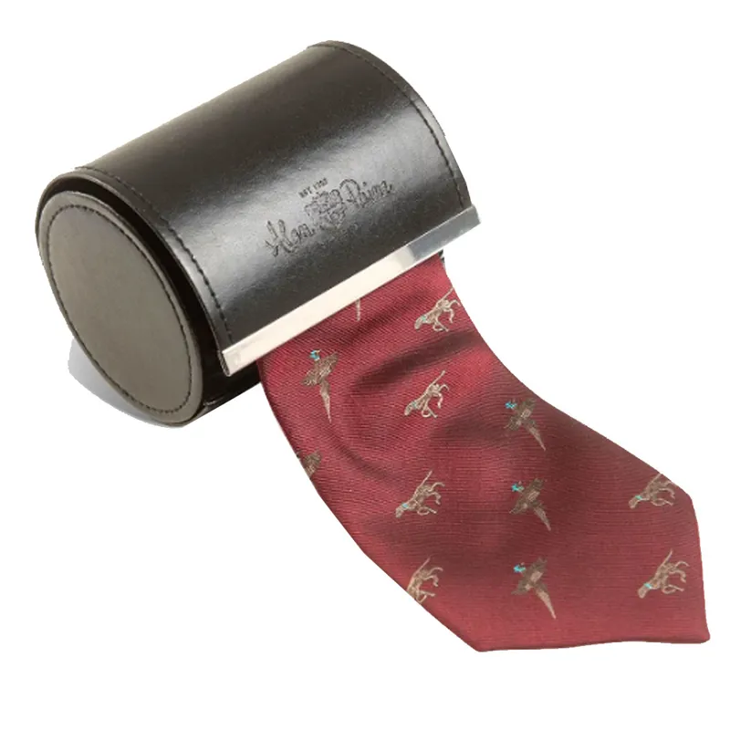 Alan Paine Ripon Silk Tie Bird and Dog Bordeaux