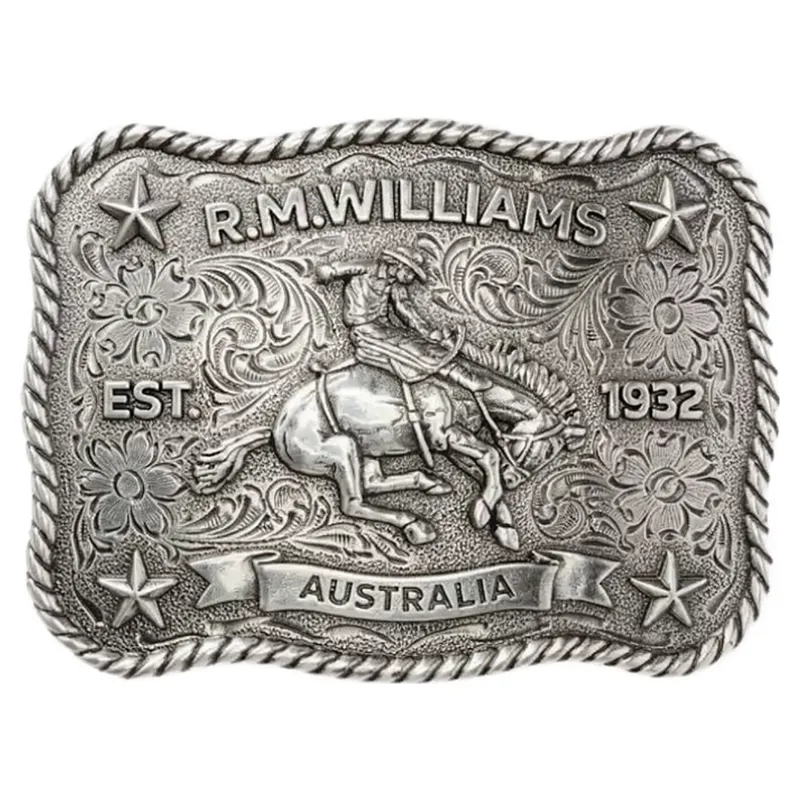 RM Williams Cloudbuster Trophy Buckle in Antique Silver