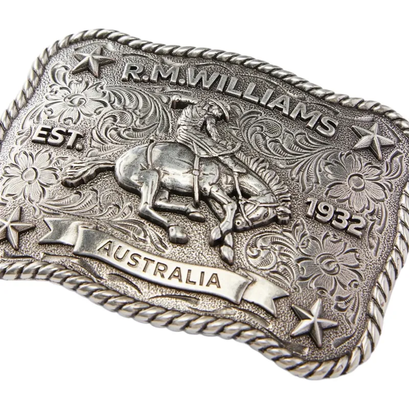 RM Williams Cloudbuster Trophy Buckle in Antique Silver-2
