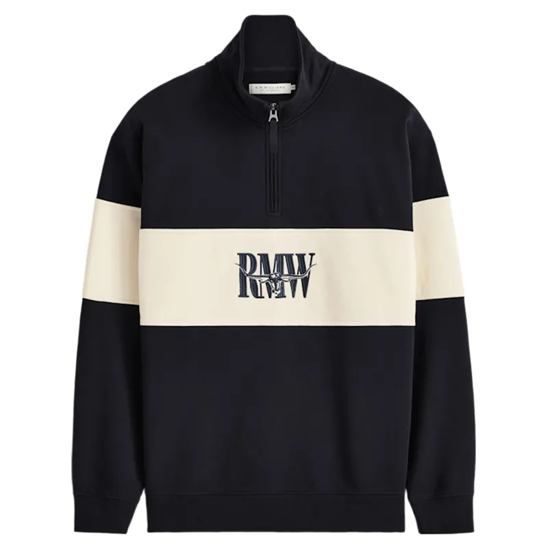 RM Williams Heritage Panel 1/4 Zip in Navy
