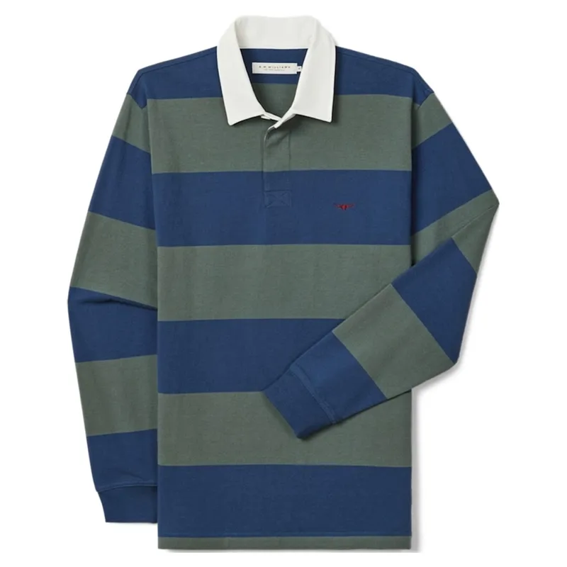 RM Williams Jones Stripe Rugby in Ensign Blue