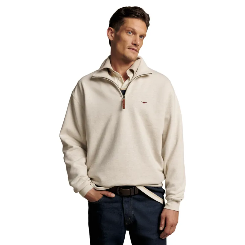 RM Williams Mulyungarie 1/4 Zip Sweatshirt in Ecru Marle